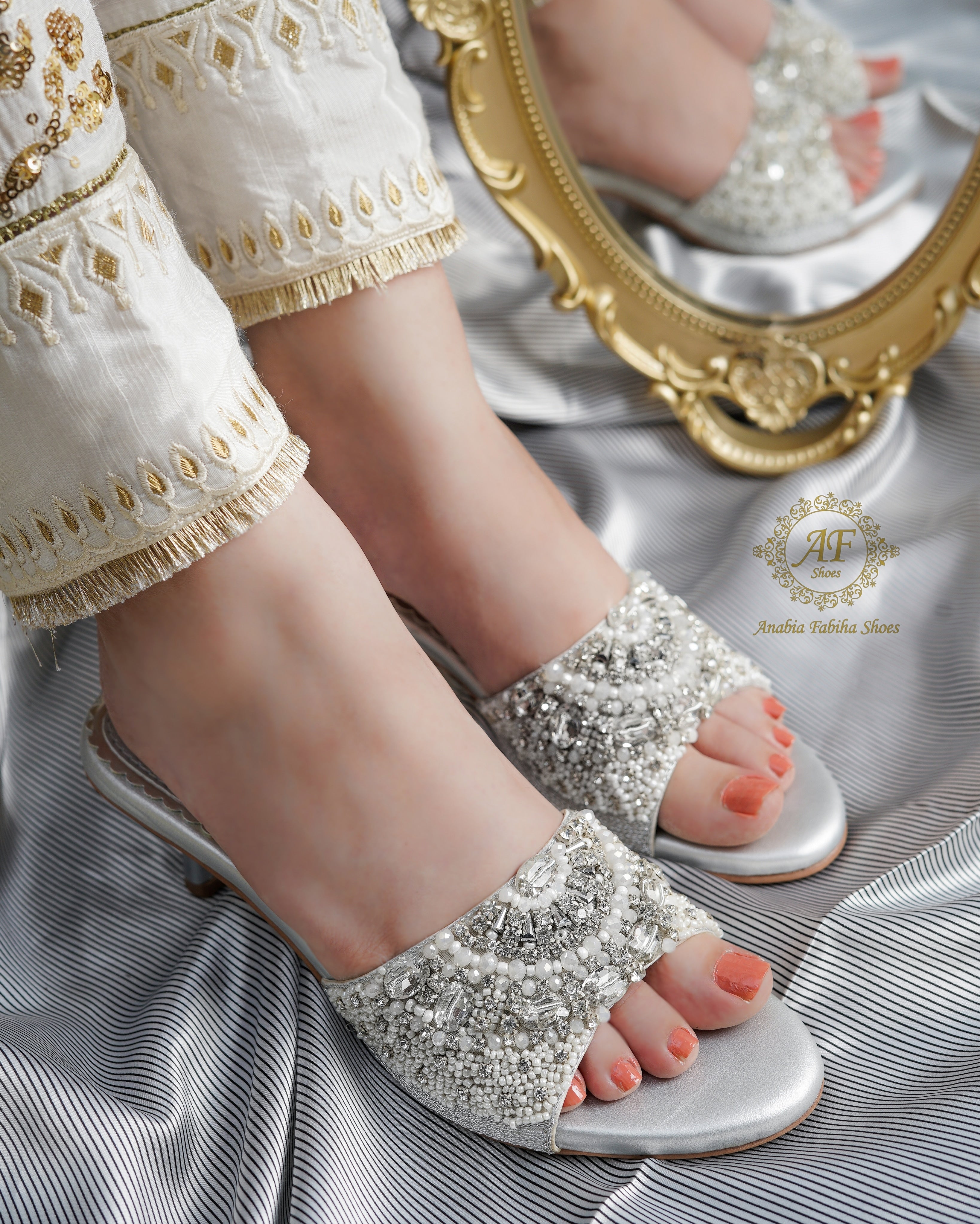 Silver Jewel Heels